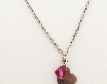 Gepersonaliseerde hart-en kristallen ketting, Moederdag cadeau, Swarovski Crystal, Ketting voor haar, Valentijnsdag of Moederdag
