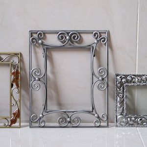 5&quot;x7&quot; Photo Frame Metallic Silver Vintage Flower Ornate Table Top Desk Floral Vanity Decor Wedding Photo Birthday Housewarming Gift Idea