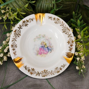 Limoges Aschenbecher 24 k vergoldet romantische paar Französisch Runde Floral Fragonard Kunst viktorianischen Hochzeit Tisch Dekor Zigarette Tablett Raucher Geschenk