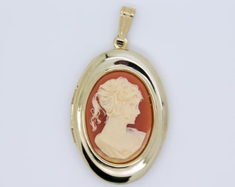 Cameo Locket Pendant Large Antique Art Deco Lady Photo Hair Locket Oval Shape Memorabilia Wedding Birthday Gift For Her - Aleks Jewelry