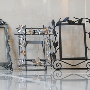 5&quot;x7&quot; Photo Frame Metallic Silver Vintage Flower Ornate Table Top Desk Floral Vanity Decor Wedding Photo Birthday Housewarming Gift Idea