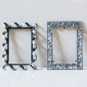 4&quot;x6&quot; Photo Frame Metallic Silver Vintage Flower Ornate Table Top Desk Floral Vanity Decor Wedding Photo Birthday Housewarming Gift Idea
