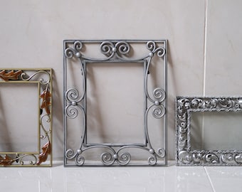 5"x7" Photo Frame Metallic Silver Vintage Flower Ornate Table Top Desk Floral Vanity Decor Wedding Photo Birthday Housewarming Gift Idea