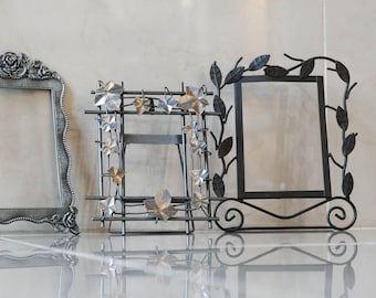 5"x7" Photo Frame Metallic Silver Vintage Flower Ornate Table Top Desk Floral Vanity Decor Wedding Photo Birthday Housewarming Gift Idea