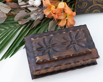 Jewelry Box Solid Wood Rectangular Treasure Storage Handmade Vintage Handcrafted Memory Keepsake Engagement Wedding Birthday Anniversary