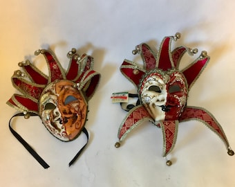 Venetian Mask Carnival Face Wall Hanging Large Pierrot Decor Theater Masquerade Art Festival Clown Italy Renaissance Red Gold Costume Stage