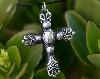 Cross Pendant Sterling Silver Holly Faith Religious Prayers Gift Christening Wedding Steampunk Boho Style Cross Birthday Gift Unisex Heavy