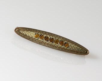 Art Deco Pin broche amarillo piedras Goldstone antiguo victoriano grabada solapa capa sombrero patillas - Aleks joyería