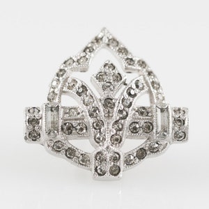 Bridal Dress Bouquet Flower Clip Vintage Antique Shiny Rhinestones Silver Tone Triangle Framed Wedding Dress clip Brooch Pin Crystal
