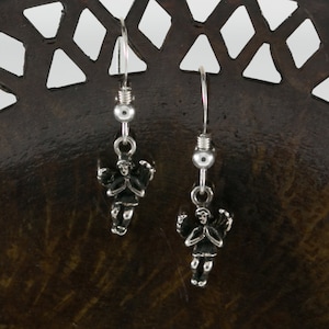 Angel Earrings Catholic Jewelry Sterling Silver Unique Design Christening Baptism Oxidized Silver Confirmation Communion Religious Gift