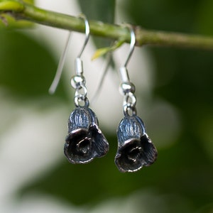 Rose Earrings Sterling Silver Flower Gothic Floral Oxidized Dangling Earrings Gift for Mom Aleks Jewelry