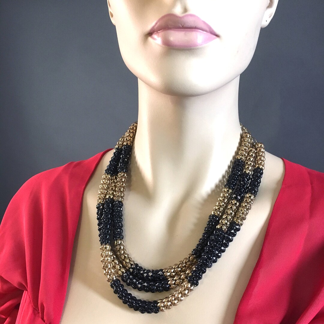 Collier Sautoir Vintage 3 Rangs De Chaînes - Couleur Or Vieilli, Bijou Fantaisie