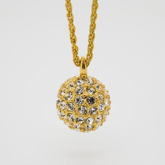 Gold Plated Orb Necklace Vintage Elegant Cubic Zi… - image 3