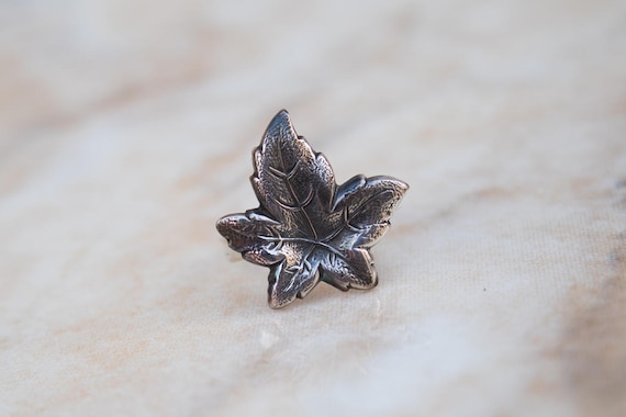 Sterling Ring Leaf Maple Solid Sterling Silver Ox… - image 2