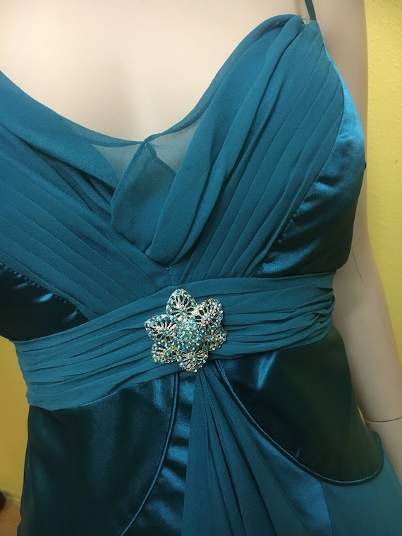 Turquoise Formal Dress Emerald Green Gown Silver … - image 3