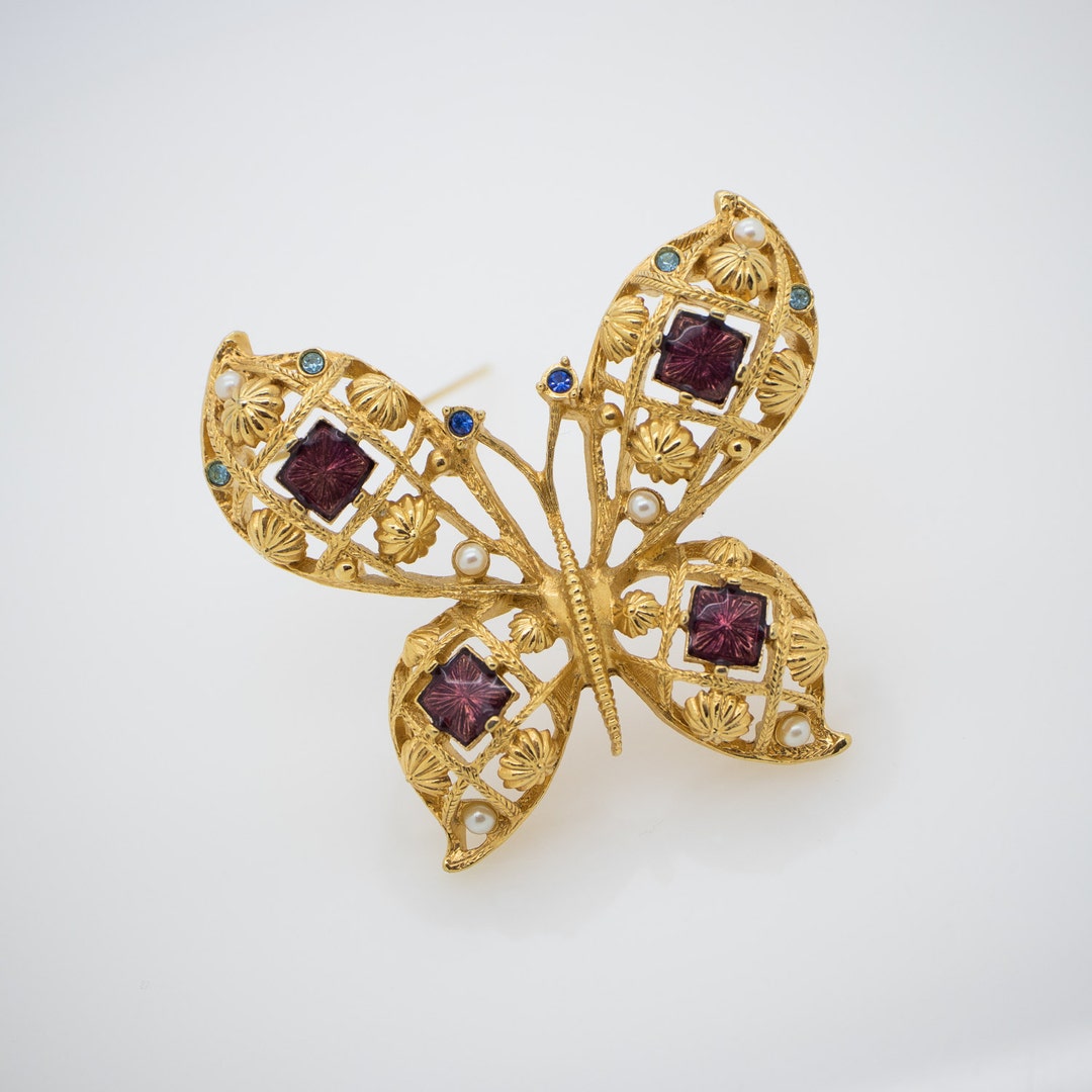 Large Butterfly Brooch Gold | Vintage Gold Toned Butterfly Brooch