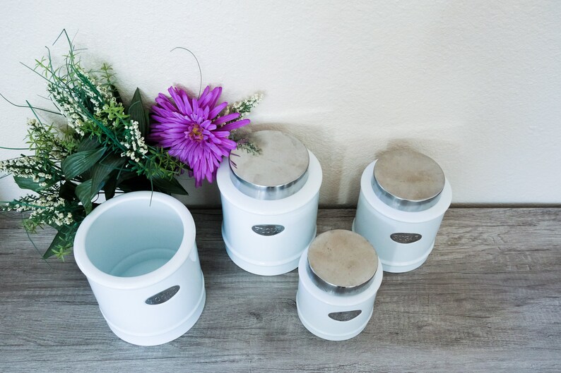 Large Kitchen Container Set 4 Pieces Classic White Modern Etsy