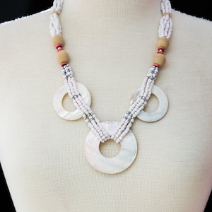 Chunky Necklace Shell Beads Pendant Statement Tropical Beach Summer Boho Jewelry