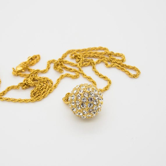 Gold Plated Orb Necklace Vintage Elegant Cubic Zi… - image 2