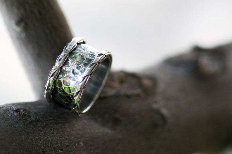 Promise Ring Wedding Band Ring Sterling Silver Textured Band Ring Thick Textured Band Ring Unisex