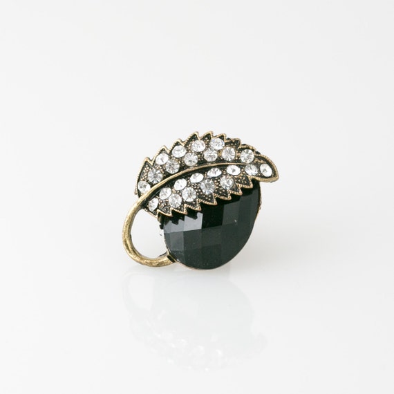 Floral Ring Miltistone Classic Leave with Clear Cr