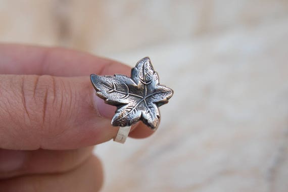 Sterling Ring Leaf Maple Solid Sterling Silver Ox… - image 5