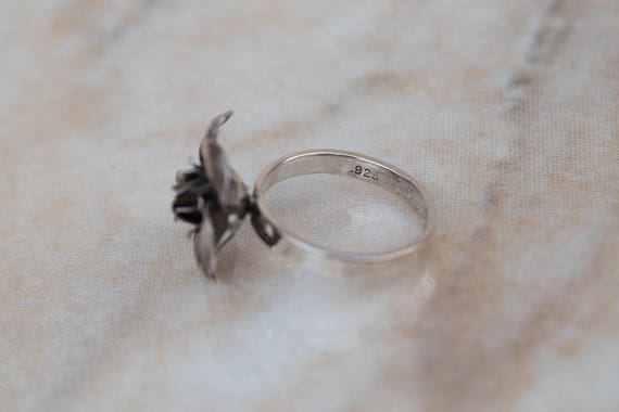 Sterling Flower Ring Floral Design Handmade Lady … - image 2