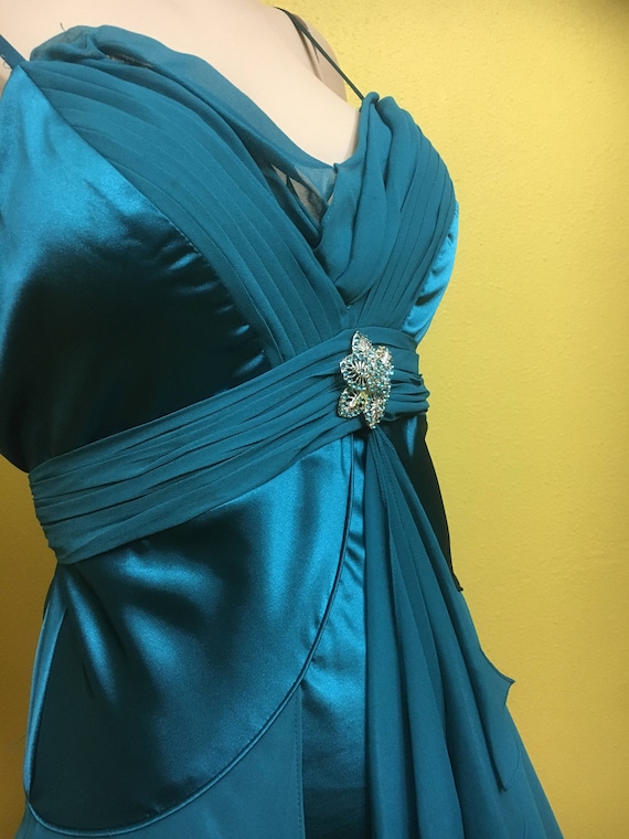 Turquoise Formal Dress Emerald Green Gown Silver … - image 2