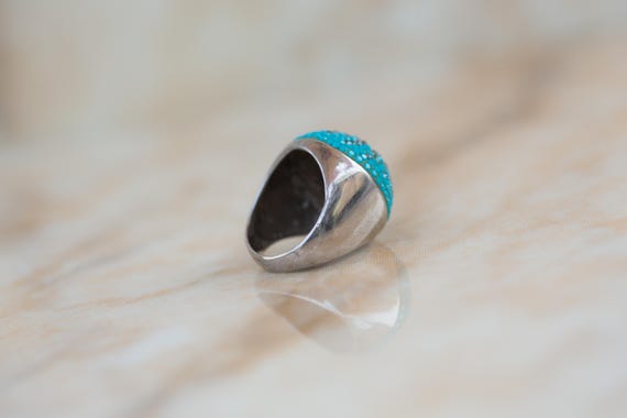 Turquoise Sterling Ring Globe Setting Geometric S… - image 4