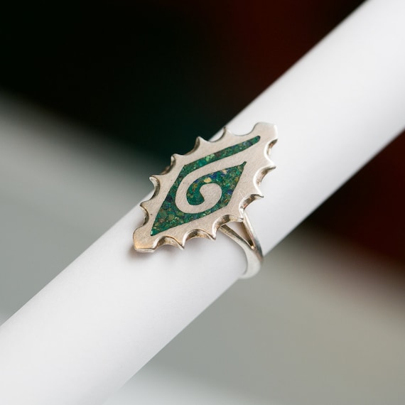 Ring Solid Sterling Silver Serrated Diamond Shape… - image 1