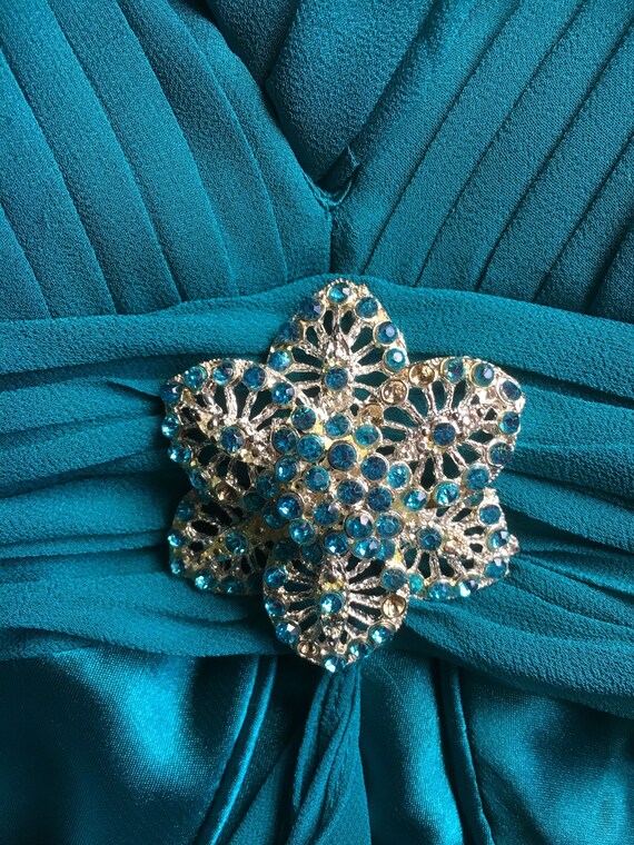 Turquoise Formal Dress Emerald Green Gown Silver … - image 7