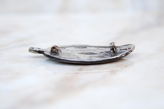 Large Sterling Brooch Leaf Multicolor Hat Jacket … - image 3