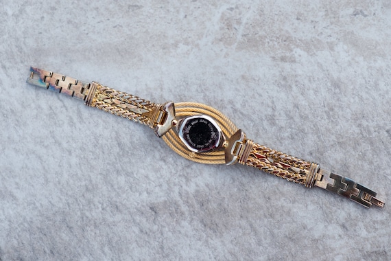 1980's Gold Plated Lady's Watch Vintage Chain Twi… - image 2