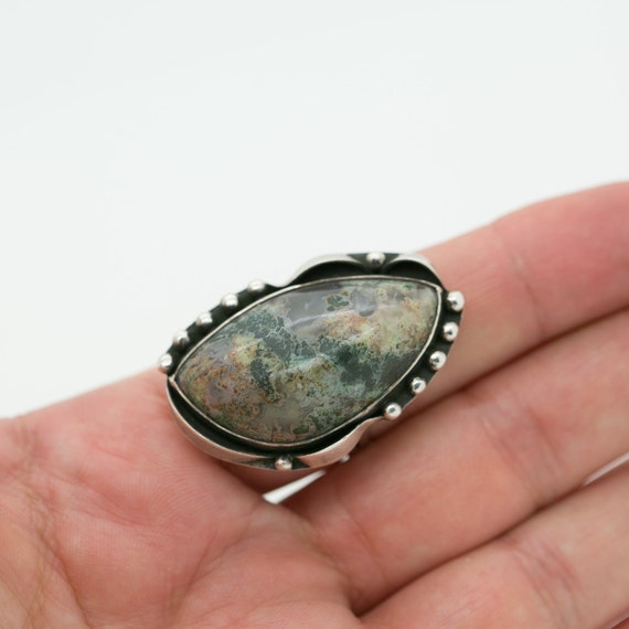 Genuine Agate Sterling Silver Set Ring Earrings G… - image 5