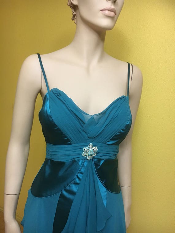 Turquoise Formal Dress Emerald Green Gown Silver … - image 6