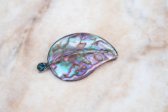 Large Sterling Brooch Leaf Multicolor Hat Jacket … - image 2