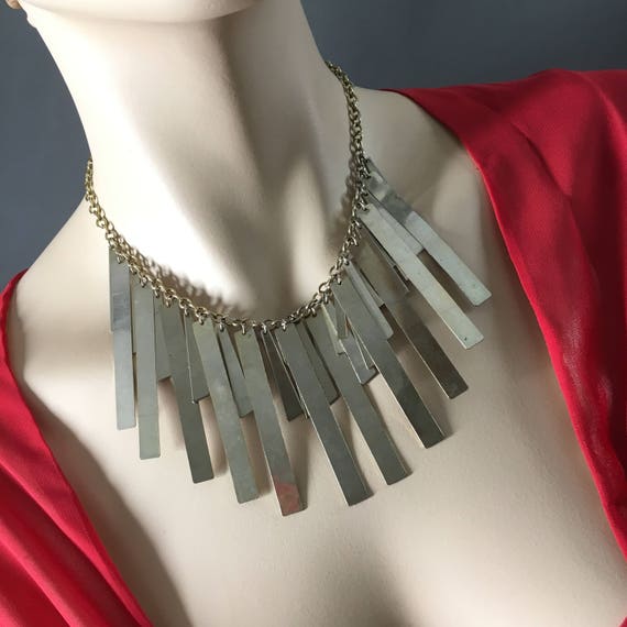 Dangle Drop Necklace Silver Bold Adjustable Colla… - image 2