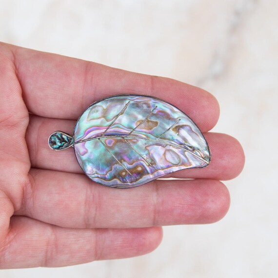 Large Sterling Brooch Leaf Multicolor Hat Jacket … - image 4