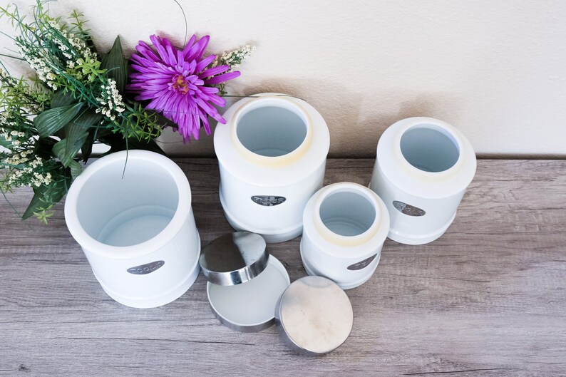 Large Kitchen Container Set 4 Pieces Classic White Modern Etsy