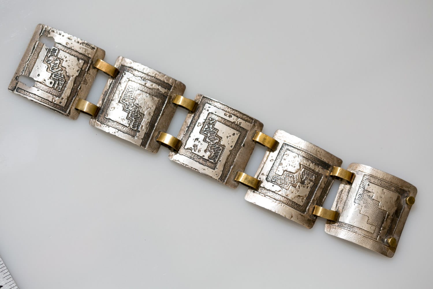 Bracelet Sterling Silver Handmade Heavy Etched Details