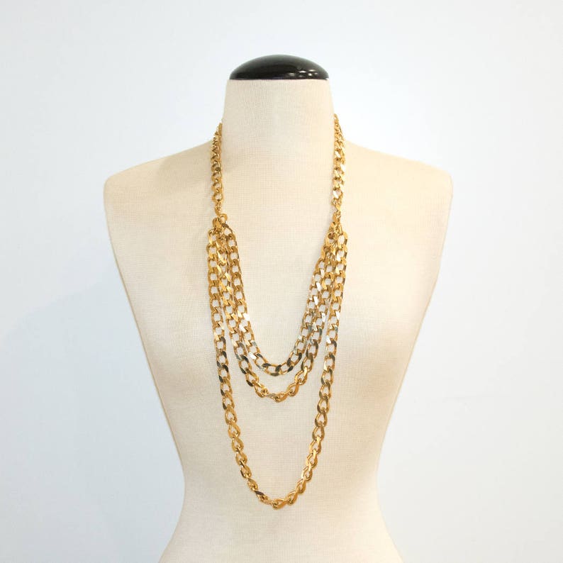 Tiered Belt Necklace Gold Plated Link Chain Bohemian Chic Etsy