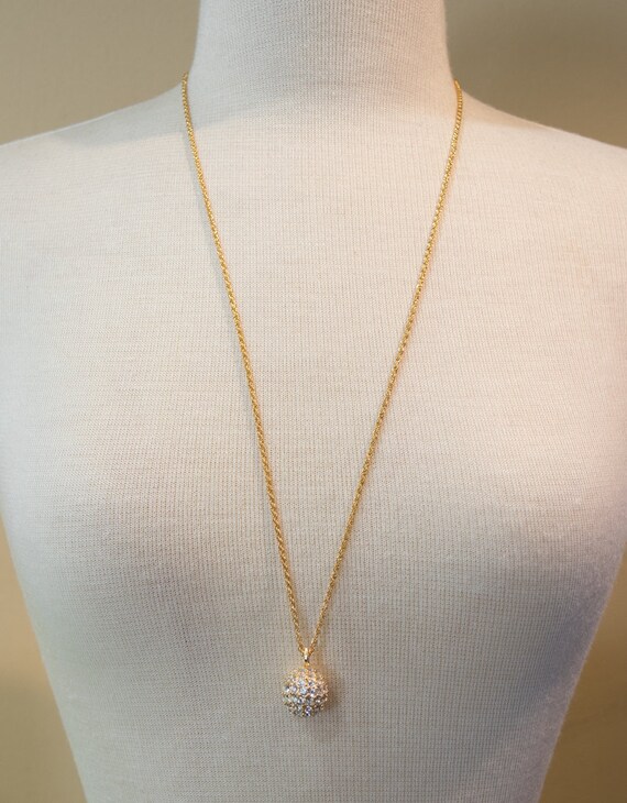 Gold Plated Orb Necklace Vintage Elegant Cubic Zi… - image 4