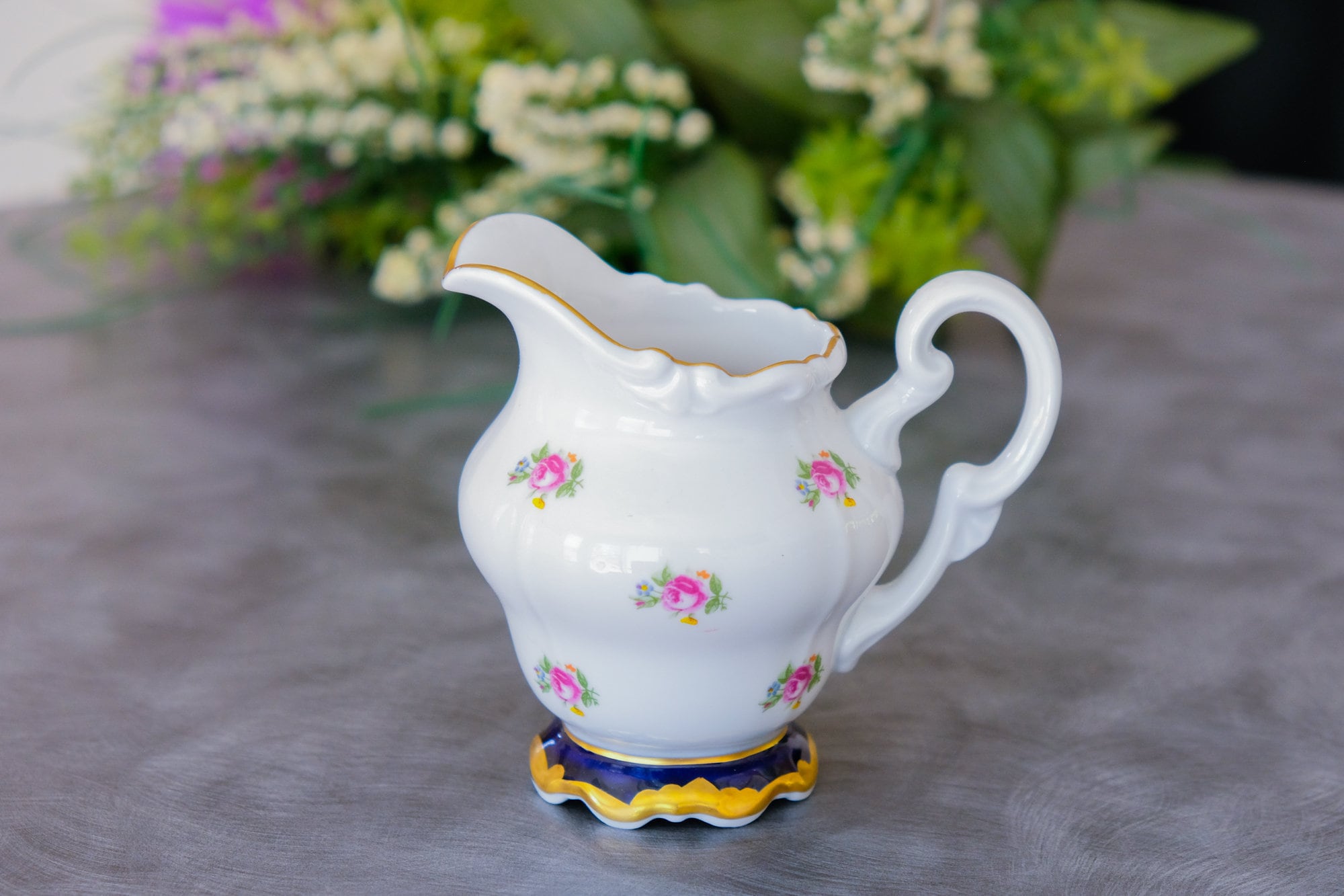 Floral German Creamer 24k Gold Trim Coffee Milk Pitcher Scroll Etsy