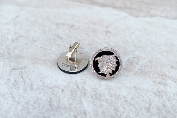 Solid Sterling Cufflinks Indian Chief Head Round … - image 2