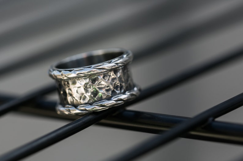 Promise Ring Wedding Band Ring Sterling Silver Textured Band Ring Thick Textured Band Ring Unisex