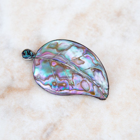 Large Sterling Brooch Leaf Multicolor Hat Jacket … - image 1