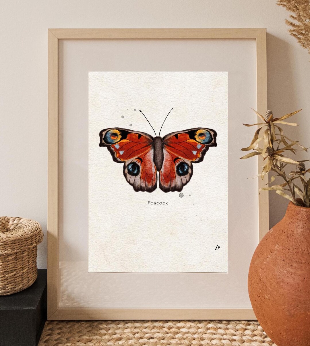 Peacock Butterfly Watercolor Print: Boho Nursery Wall Art (digital ...
