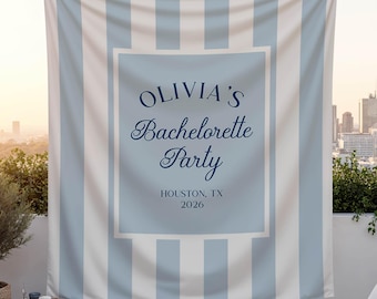 Banner personalizado para fondo de despedida de soltera, letrero para fondo de despedida de soltera, banner personalizado para fiesta con nombre, decoración de fondo fotográfico a rayas / TBS01