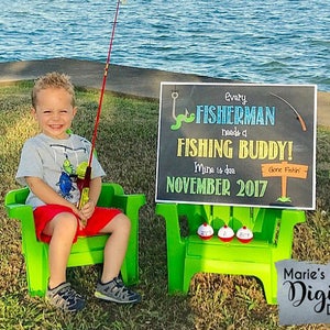 Druckbare jeder Fischer braucht einen Angel-Buddy / Tafel Baby Schwangerschaft Ankündigung Foto Prop Zeichen Angeln Fisch Big Brother JPEG-Datei