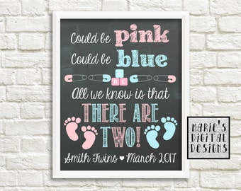 twin announcement etsy